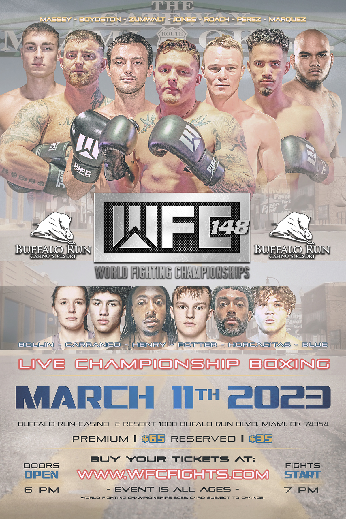 WFC 148 LIVE BOXING Saturday March 11th,2023 at Buffalo Run Casino