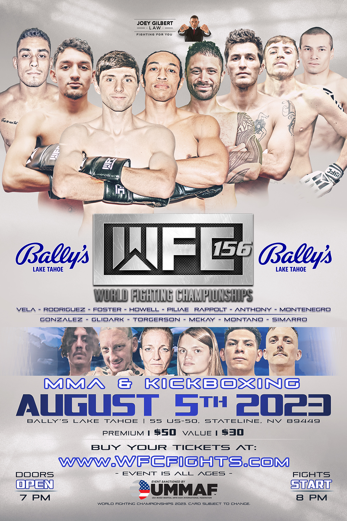 WFC 156 LIVE MMA and Kickboxing 8/5/23 at Ballys Lake Tahoe